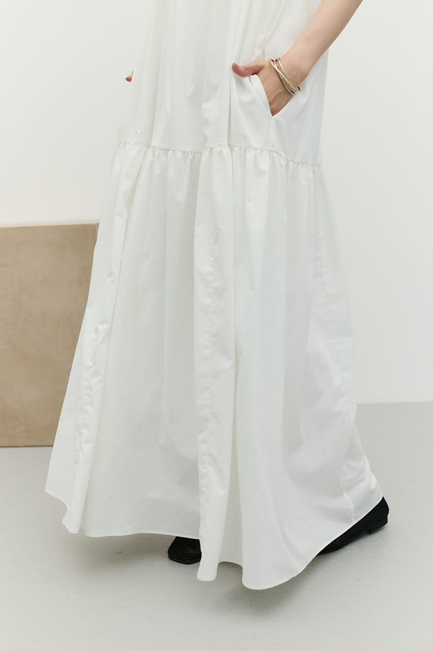 アシンメトリーフリルティアードワンピース WHT M