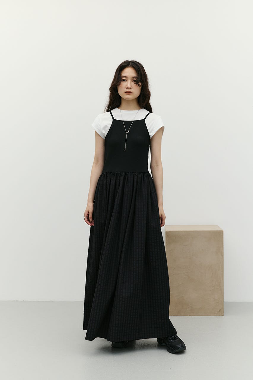 ドッキングチェックワンピース BLK M