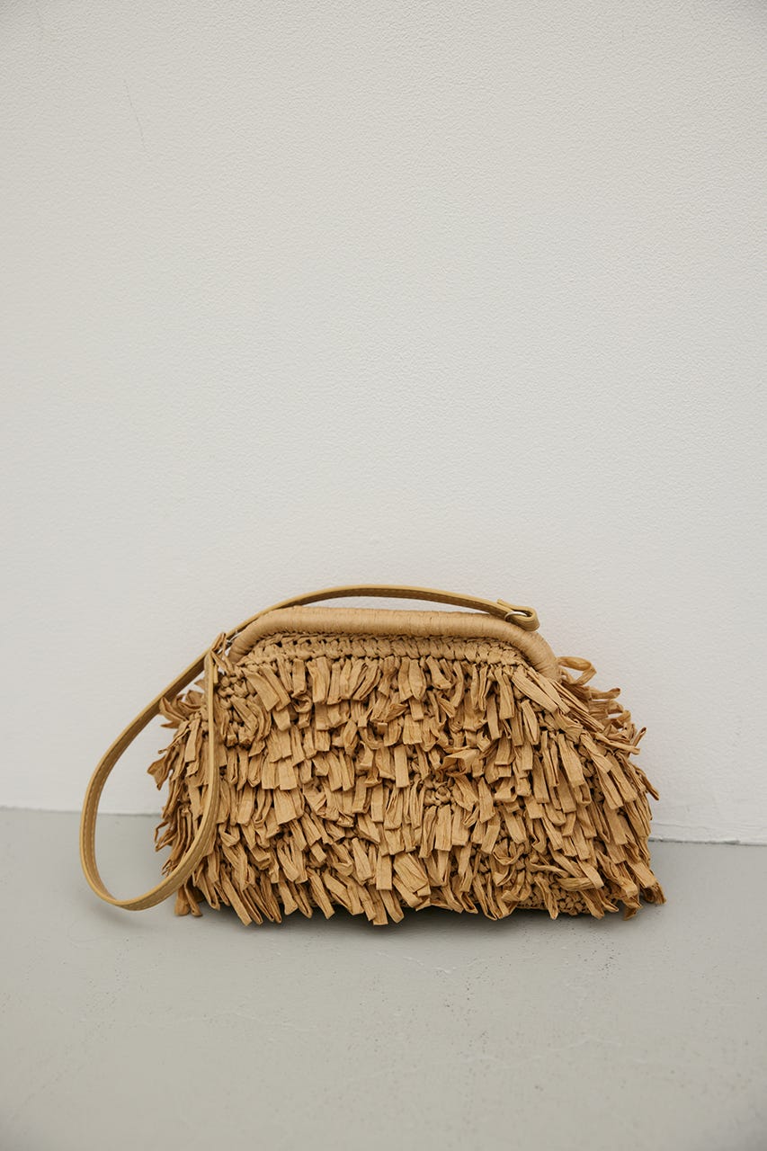 フリンジクラッチバッグ BEG FREE