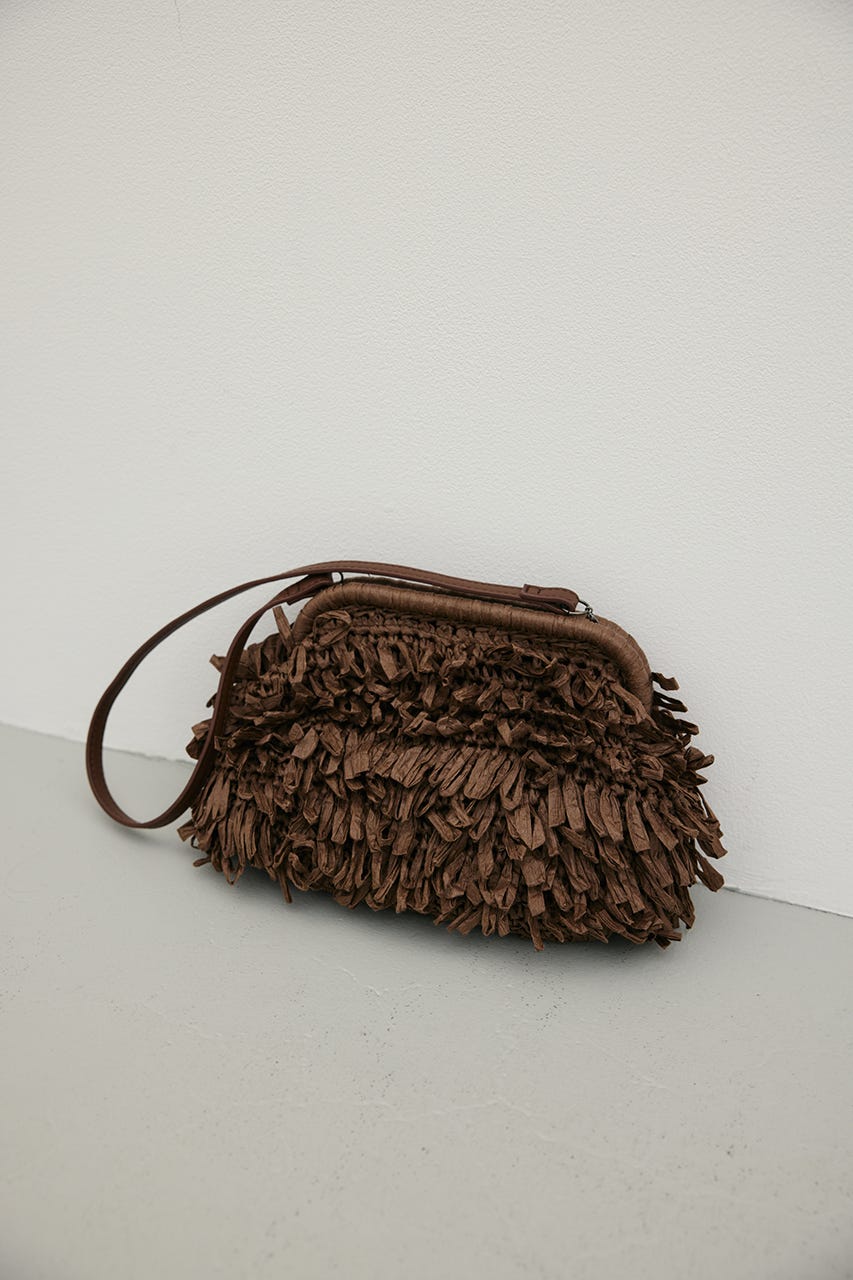 フリンジクラッチバッグ BRN FREE