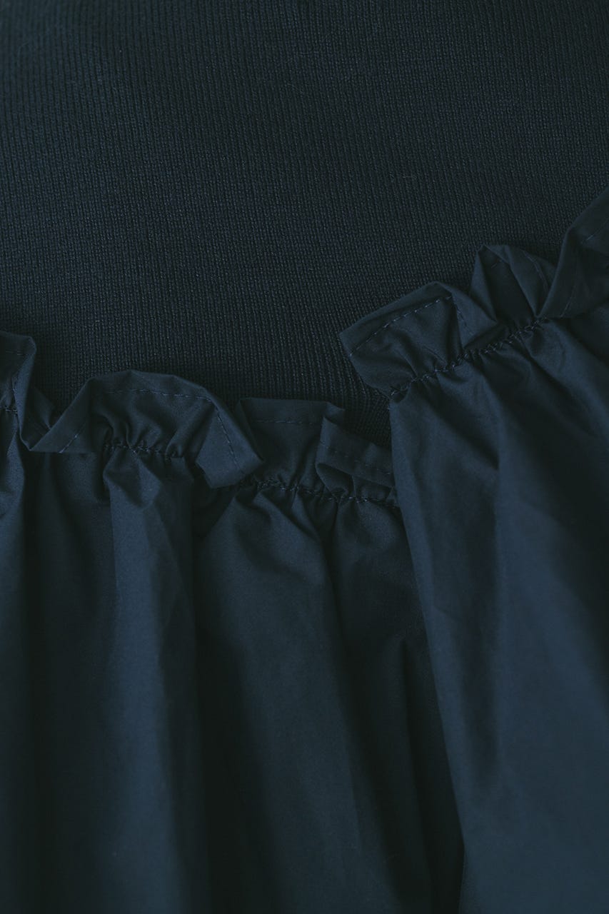 アシンメトリーフリルニットトップ NVY FREE