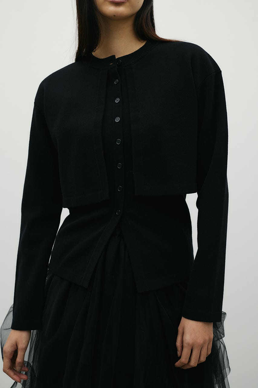 レイヤードニットカーデ BLK FREE
