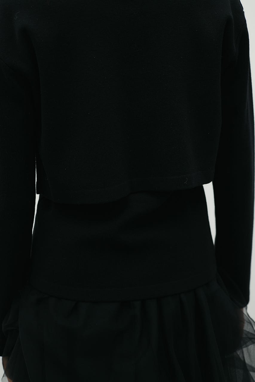 レイヤードニットカーデ BLK FREE