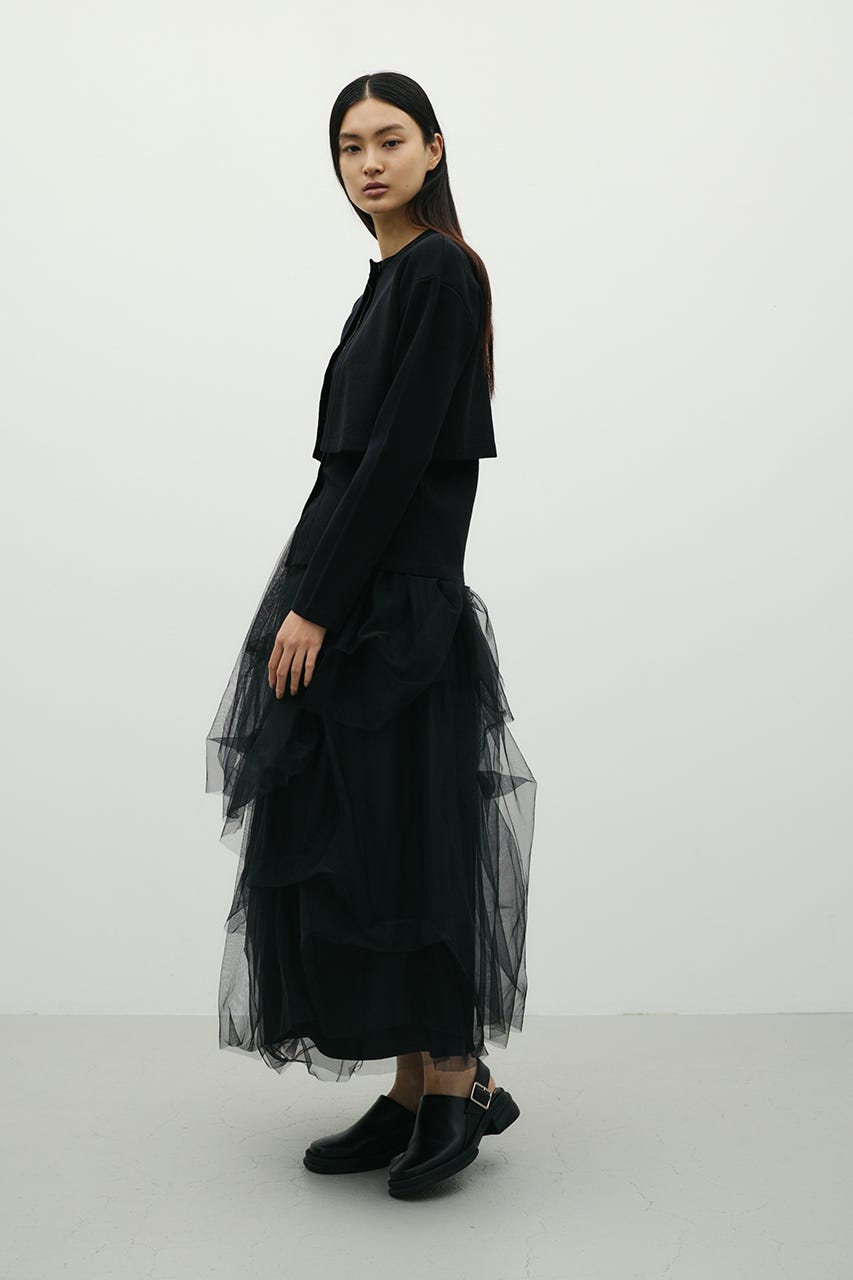 レイヤードニットカーデ BLK FREE