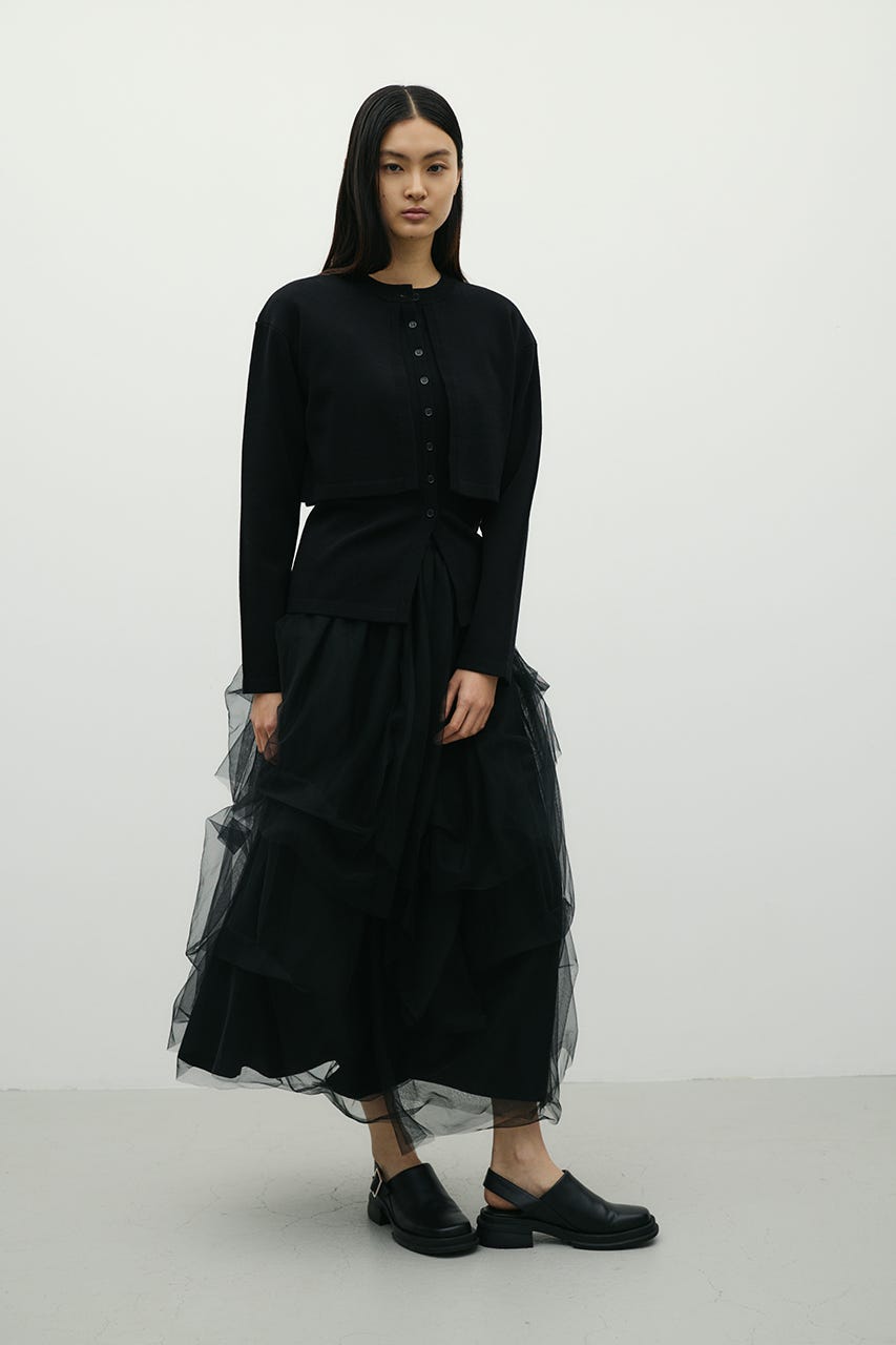 レイヤードニットカーデ BLK FREE