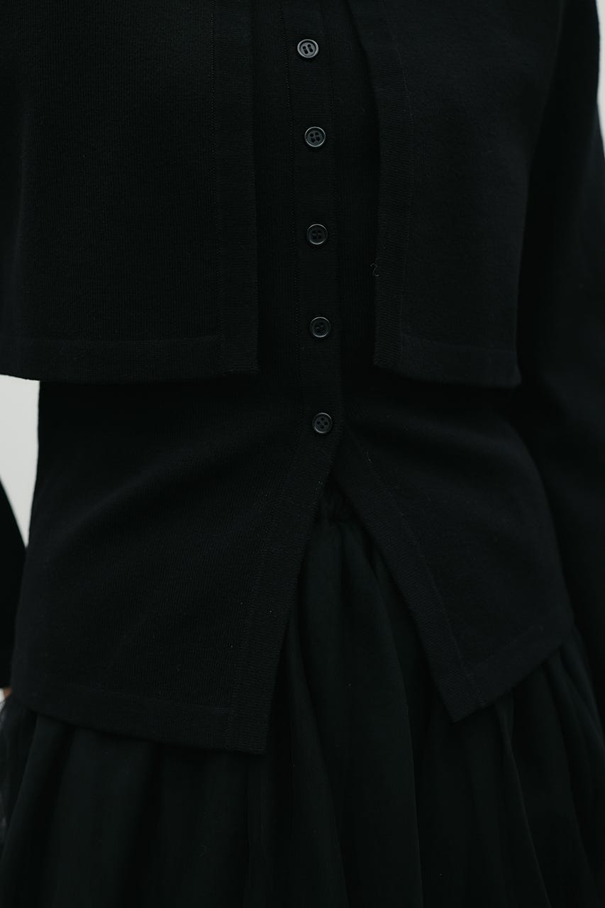 レイヤードニットカーデ BLK FREE
