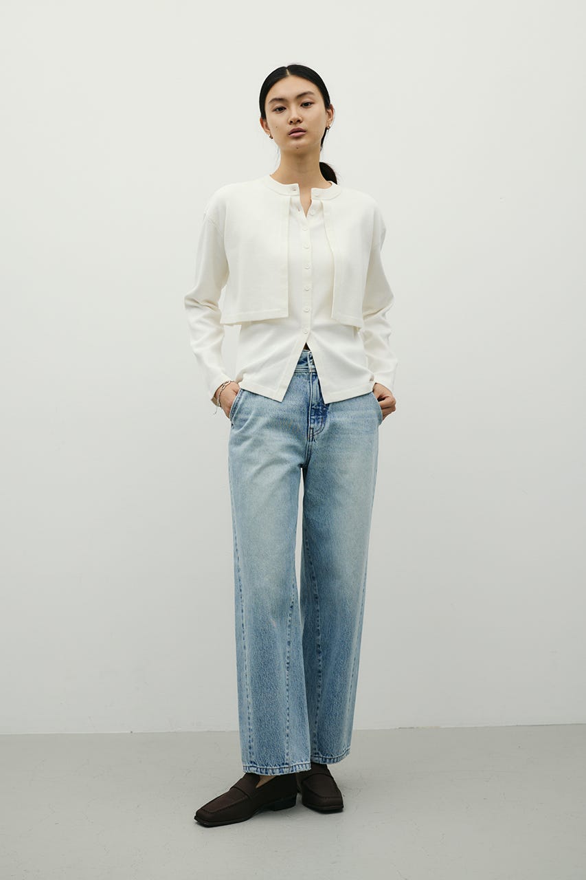 レイヤードニットカーデ WHT FREE