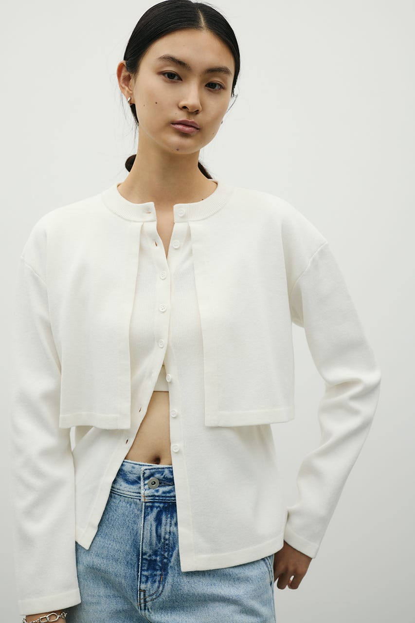 レイヤードニットカーデ WHT FREE