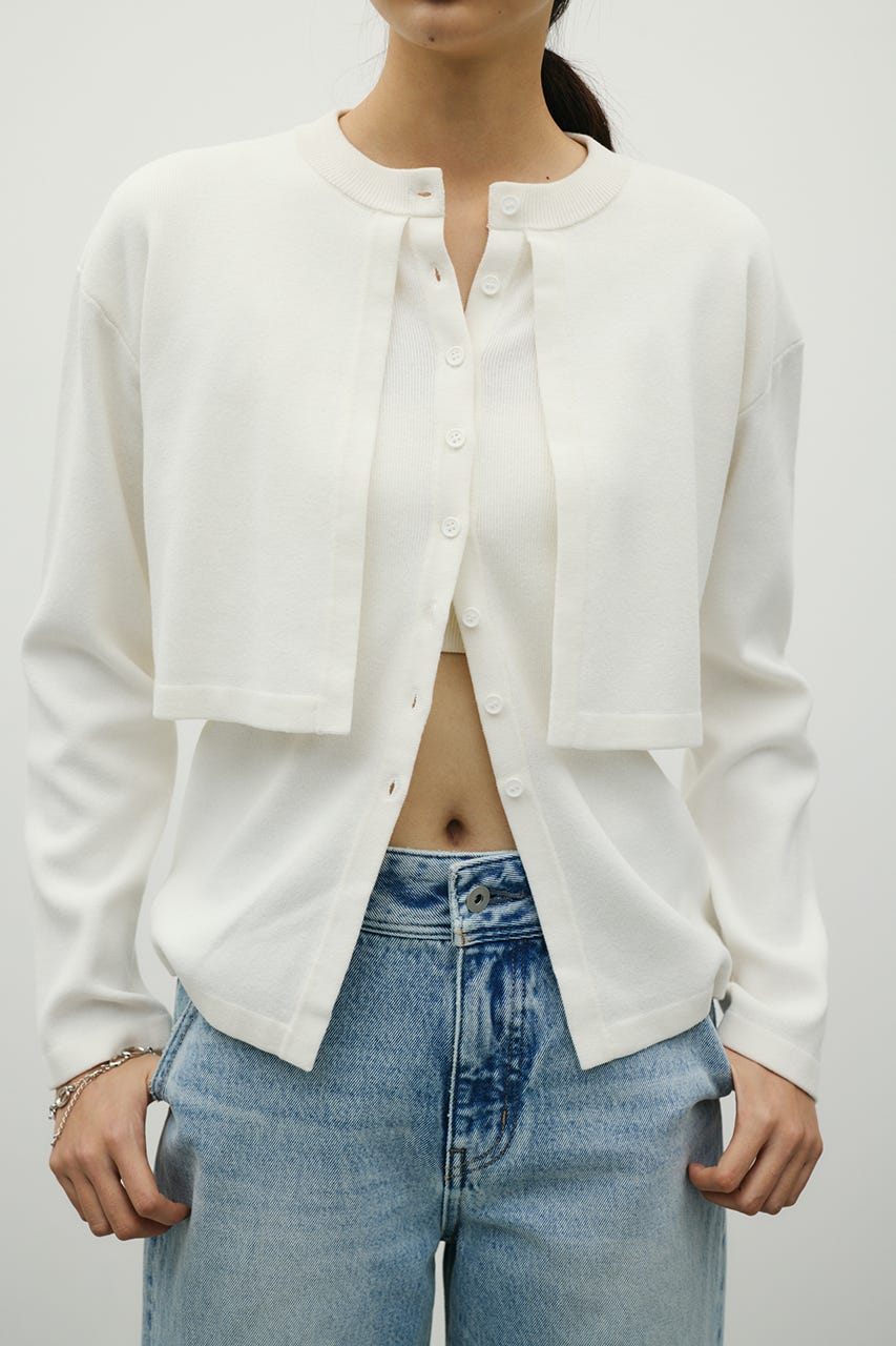 レイヤードニットカーデ WHT FREE
