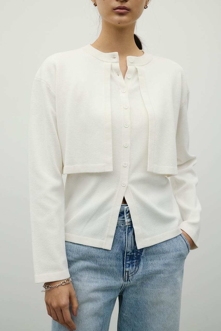 レイヤードニットカーデ WHT FREE
