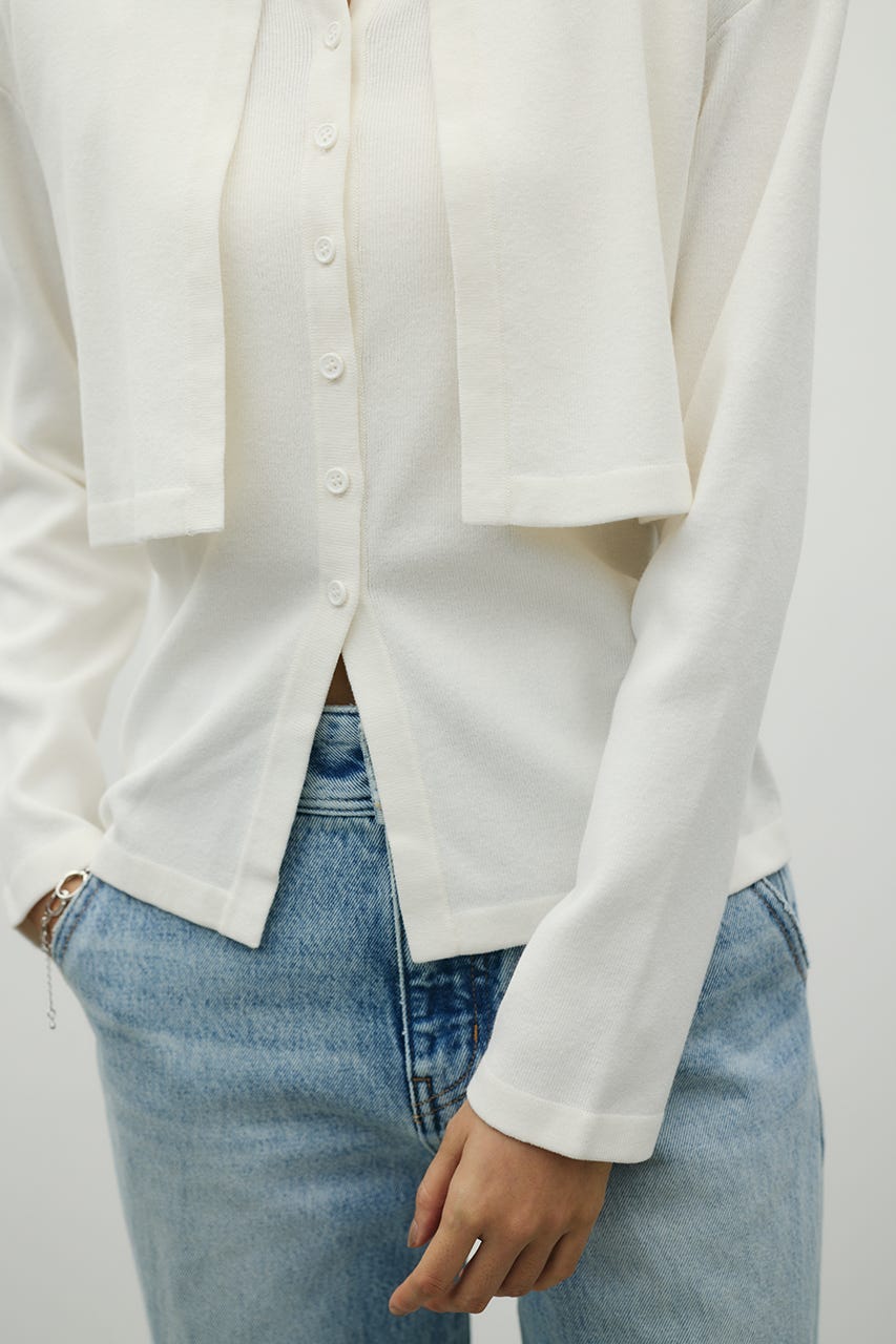 レイヤードニットカーデ WHT FREE