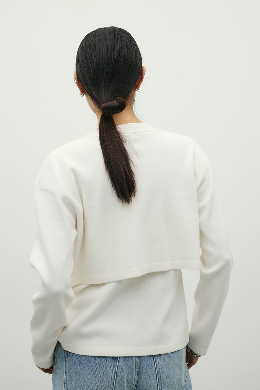 レイヤードニットカーデ WHT FREE