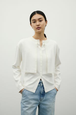 レイヤードニットカーデ