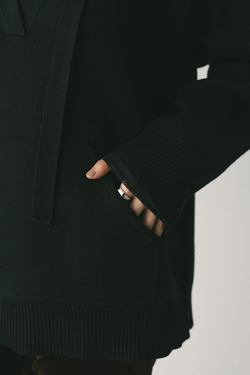 ルーズニットフーディー BLK FREE