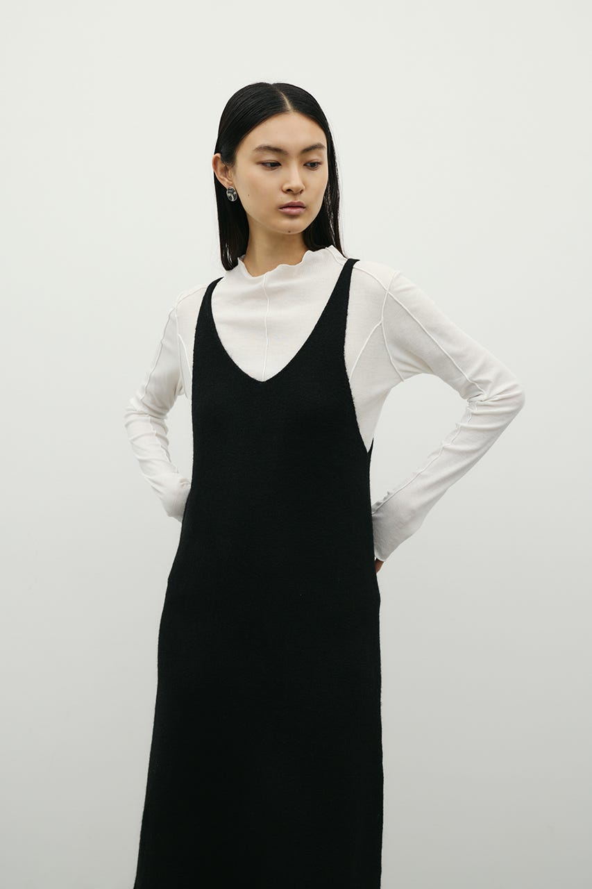 2WAYニットキャミワンピース BLK S