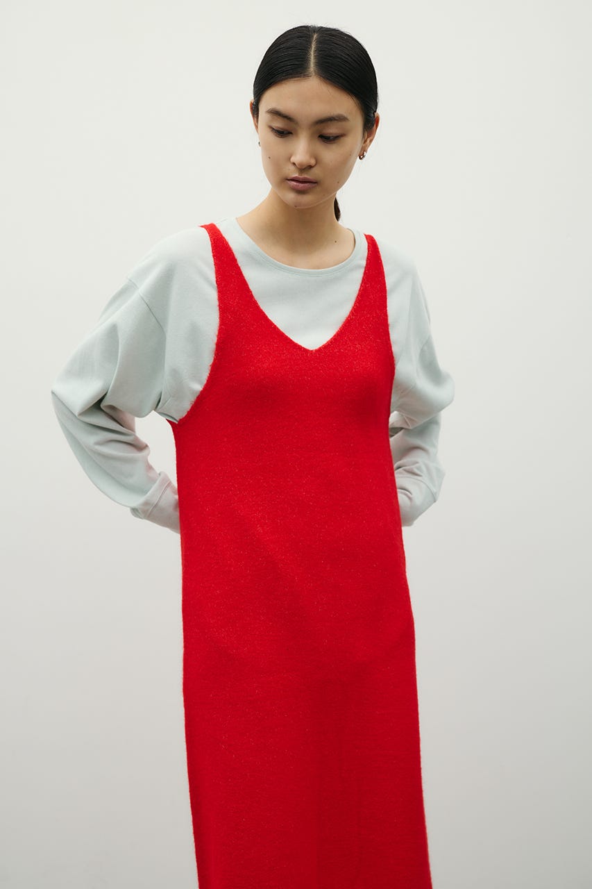 2WAYニットキャミワンピース RED M