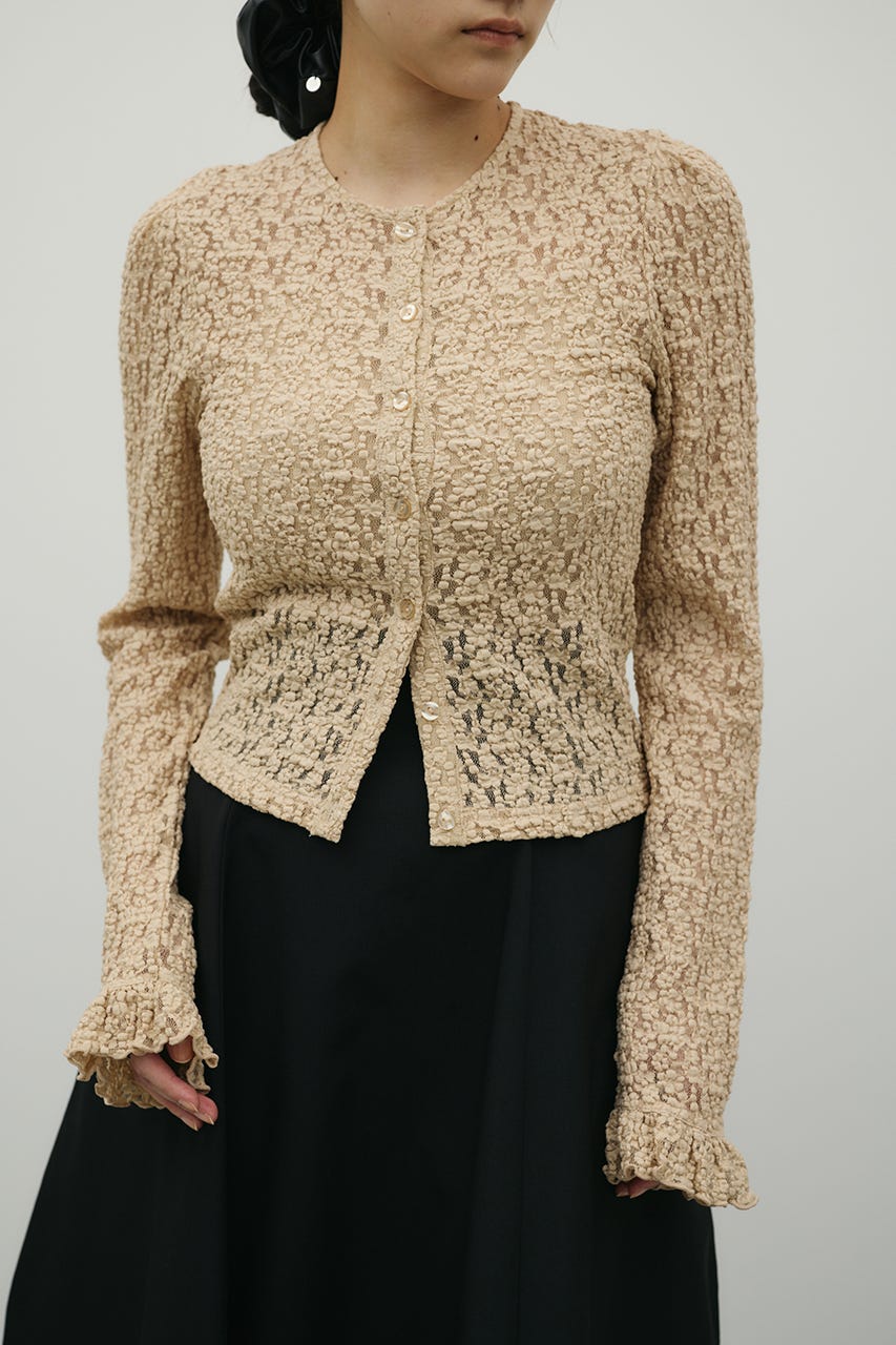 タックショルダーレースカーデ BEG FREE