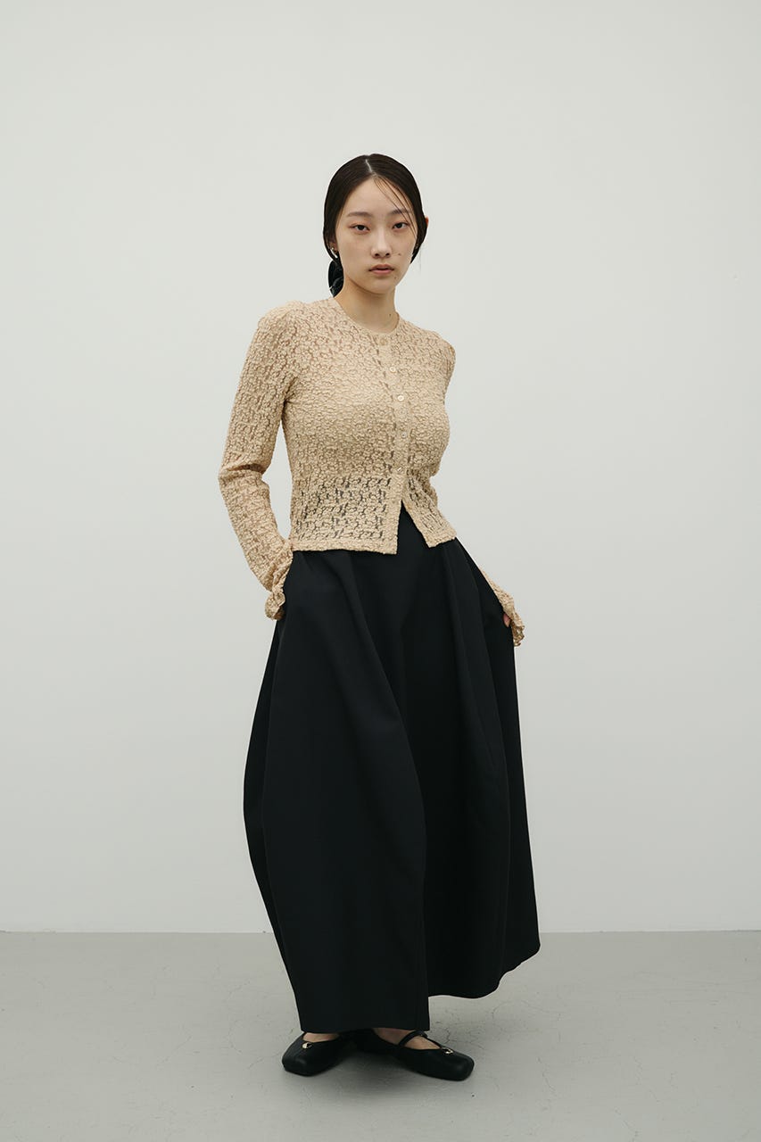 タックショルダーレースカーデ BEG FREE