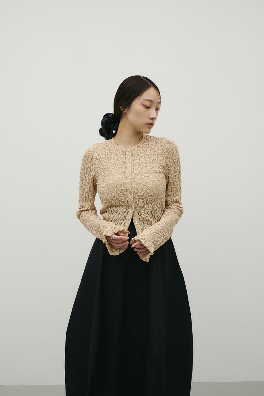 タックショルダーレースカーデ BEG FREE