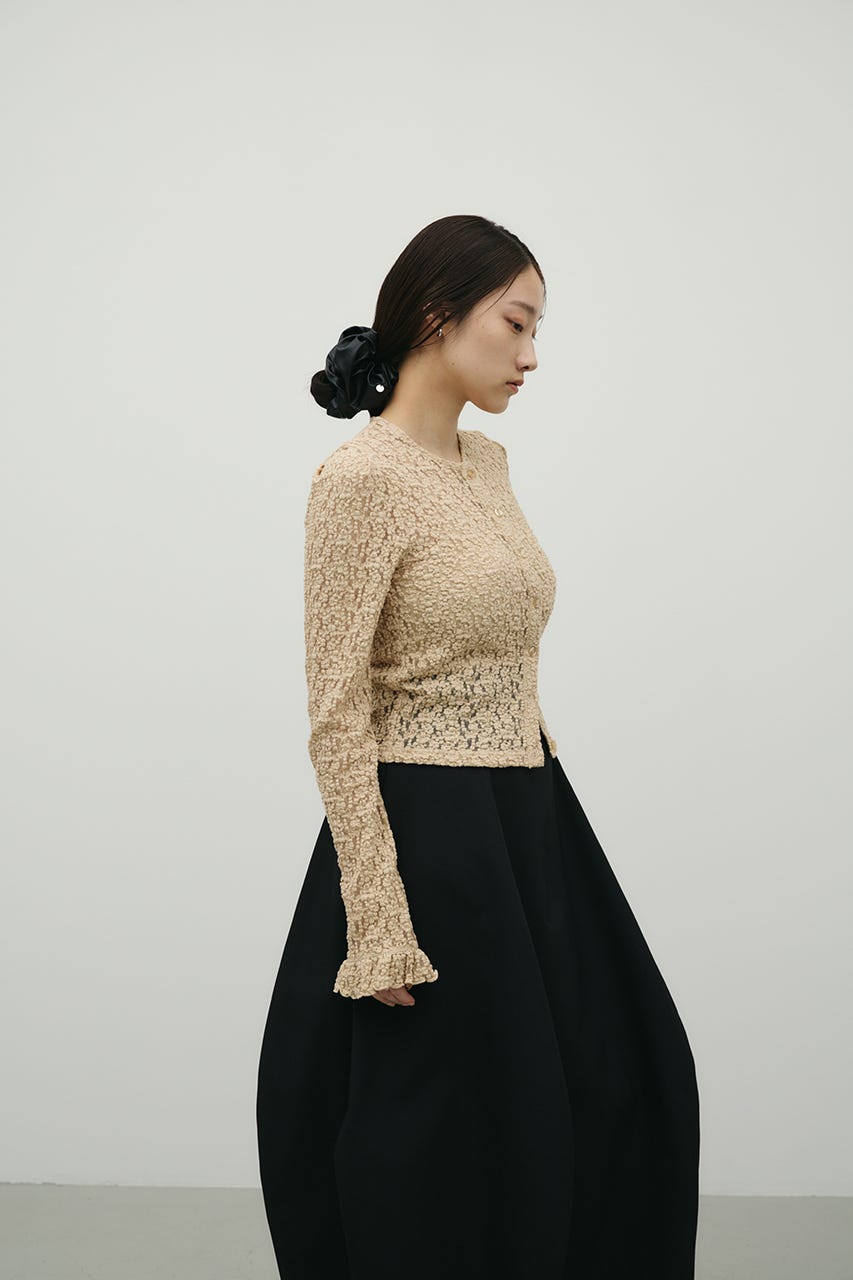 タックショルダーレースカーデ BEG FREE