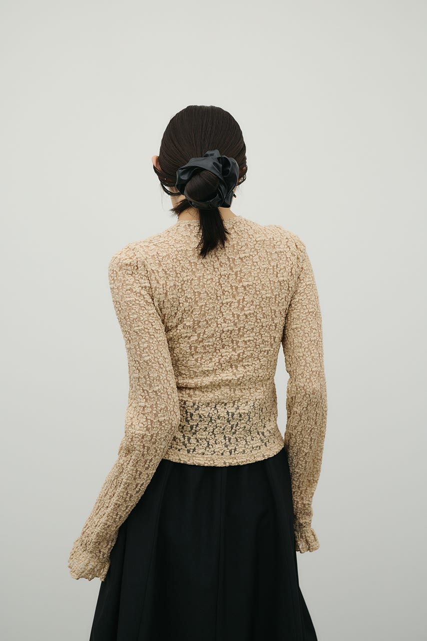 タックショルダーレースカーデ BEG FREE