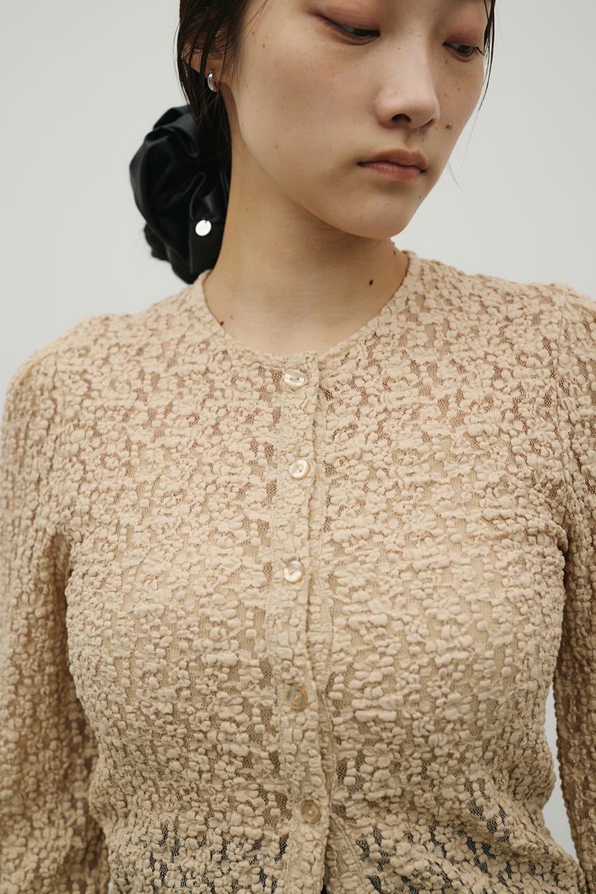 タックショルダーレースカーデ BEG FREE