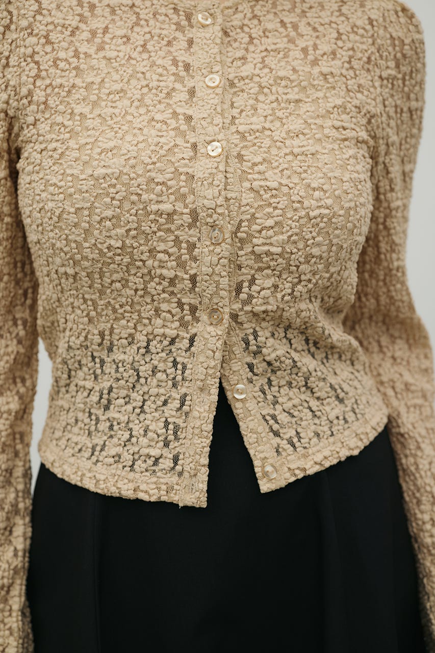 タックショルダーレースカーデ BEG FREE