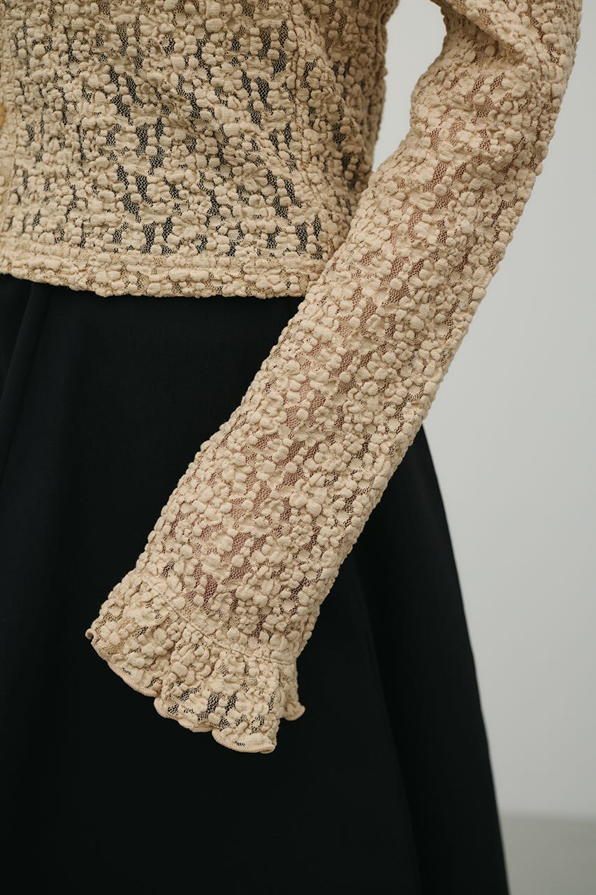 タックショルダーレースカーデ BEG FREE