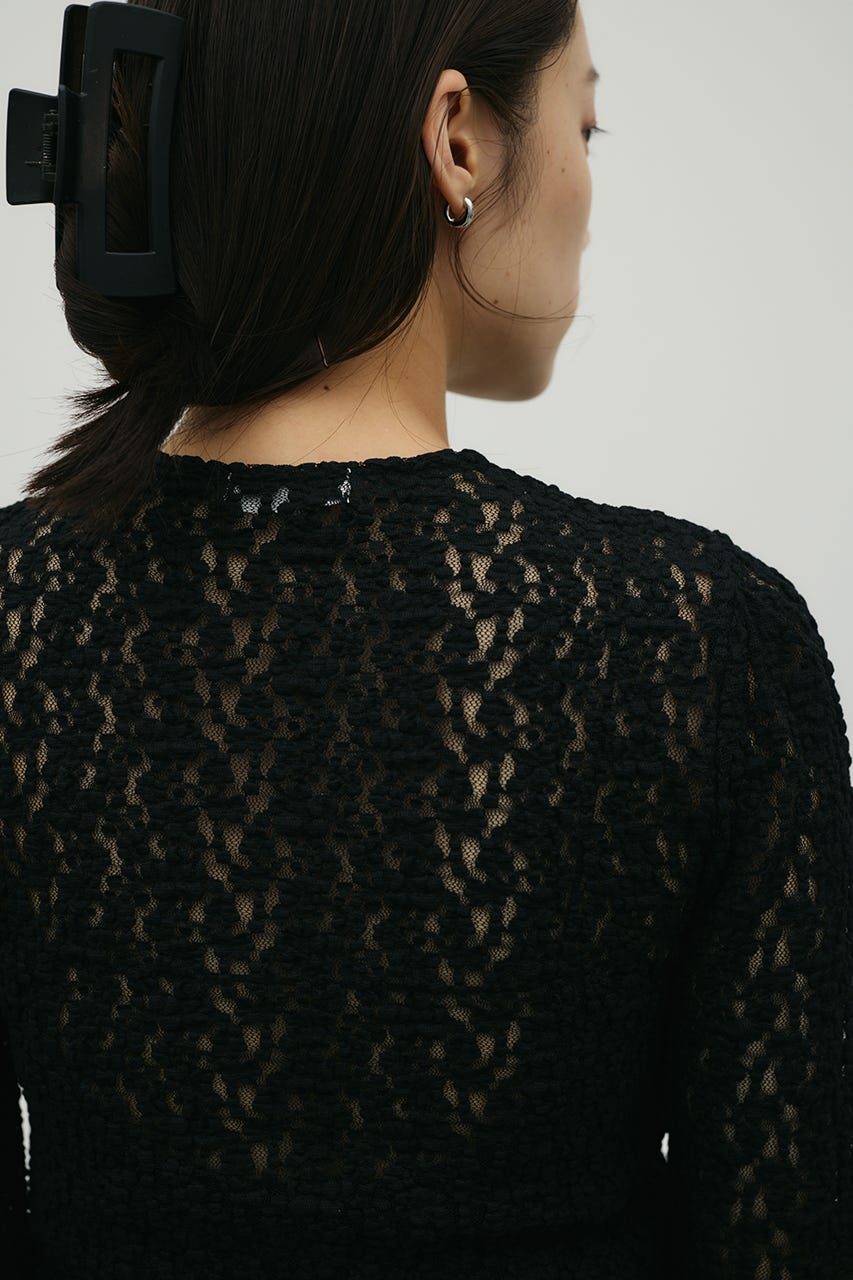 タックショルダーレースカーデ BLK FREE