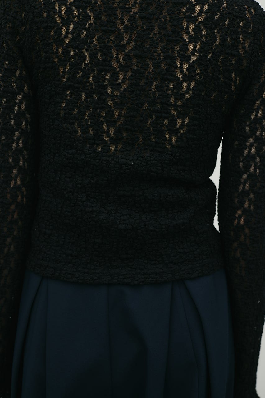 タックショルダーレースカーデ BLK FREE