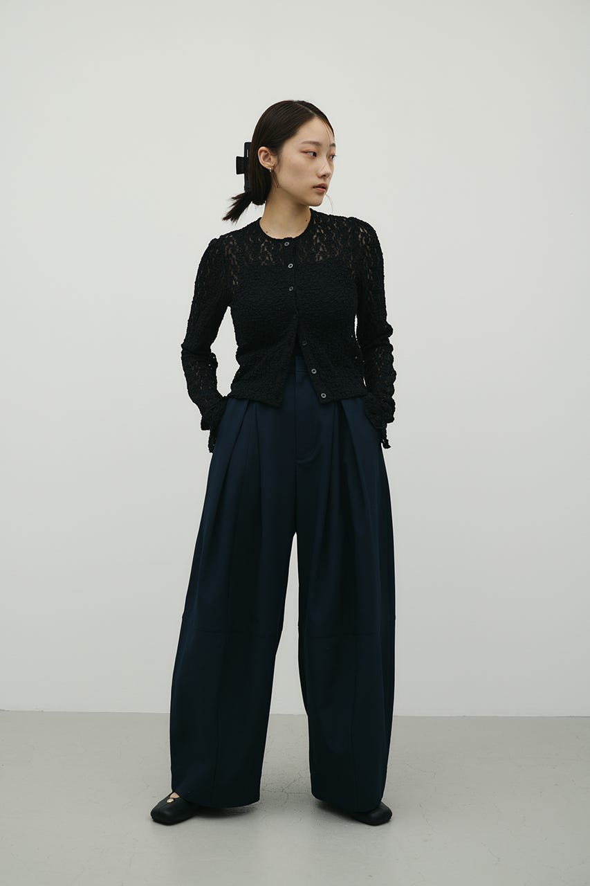 タックショルダーレースカーデ BLK FREE
