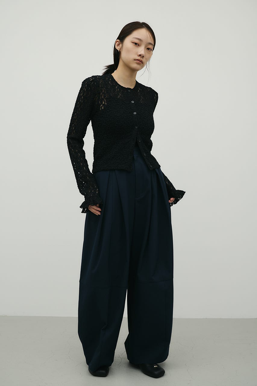 タックショルダーレースカーデ BLK FREE