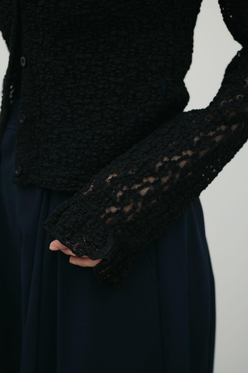 タックショルダーレースカーデ BLK FREE