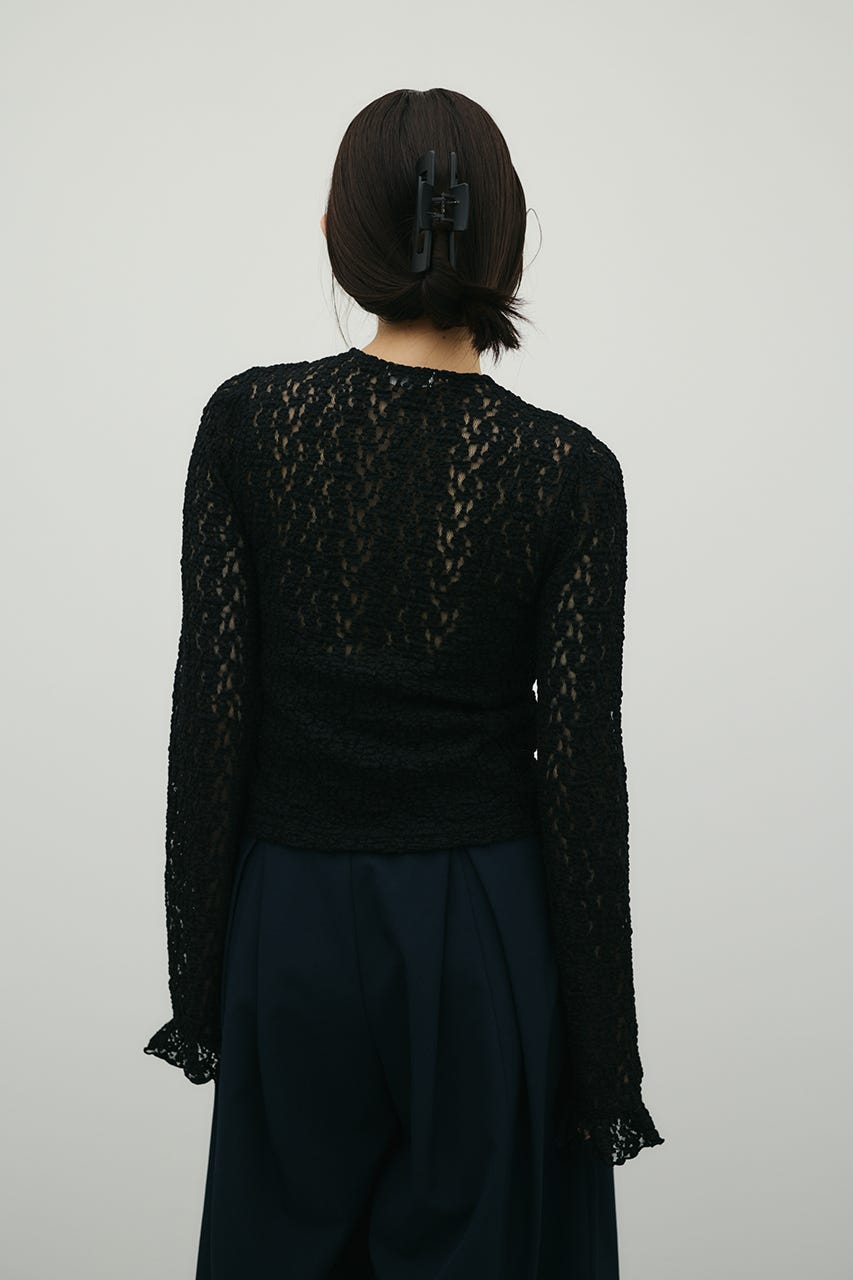 タックショルダーレースカーデ BLK FREE