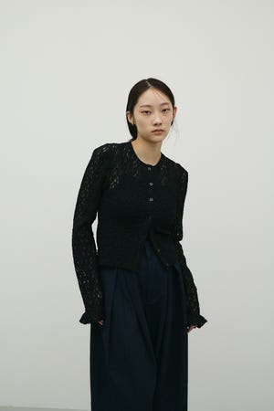 タックショルダーレースカーデ