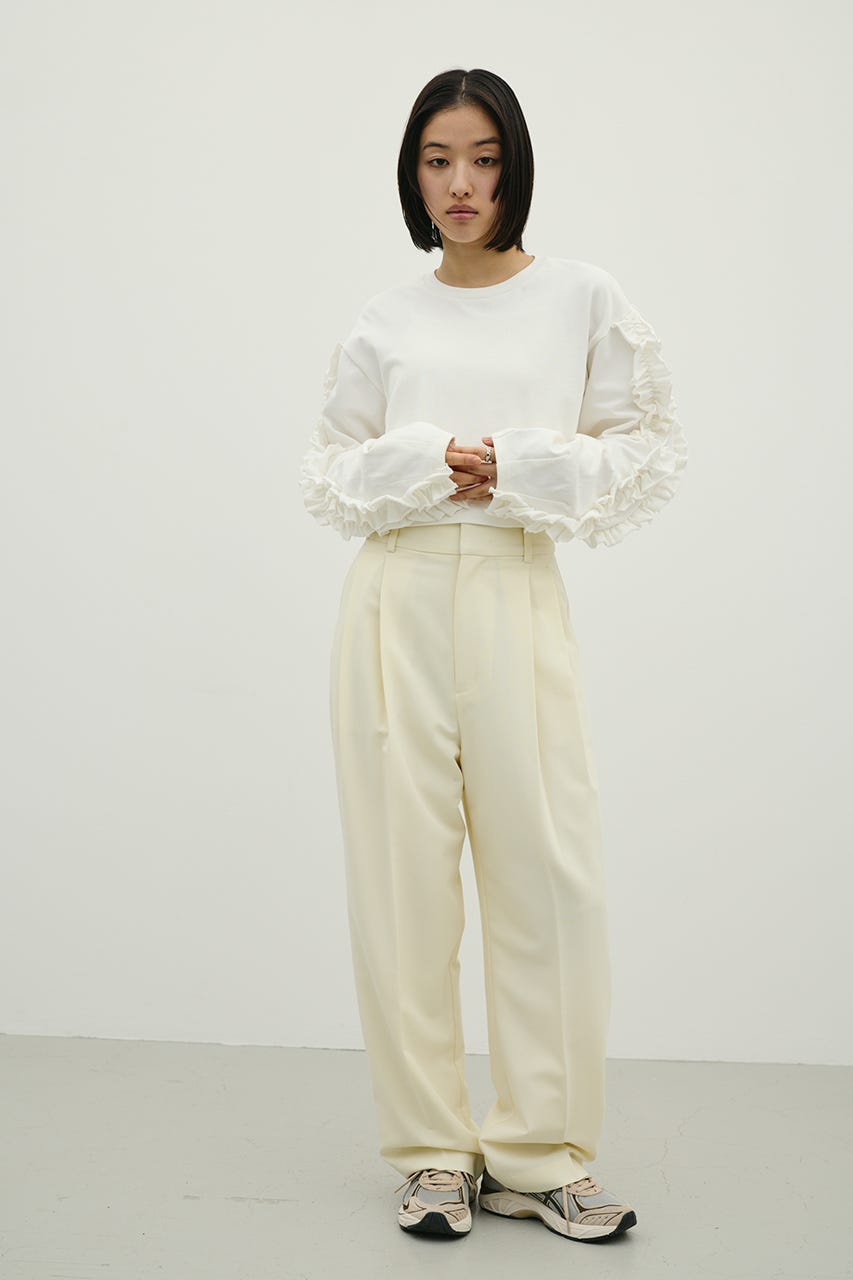 フリルスリーブカットトップ WHT FREE