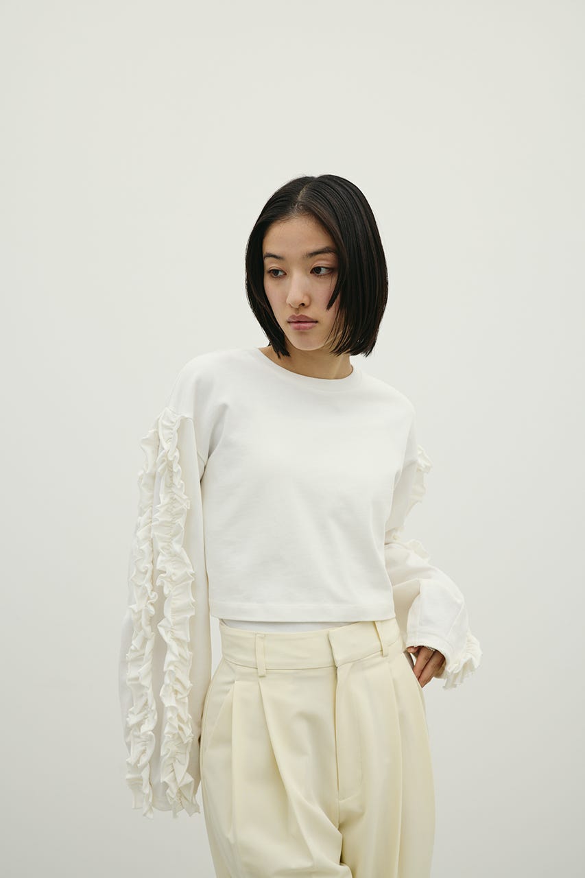 フリルスリーブカットトップ WHT FREE