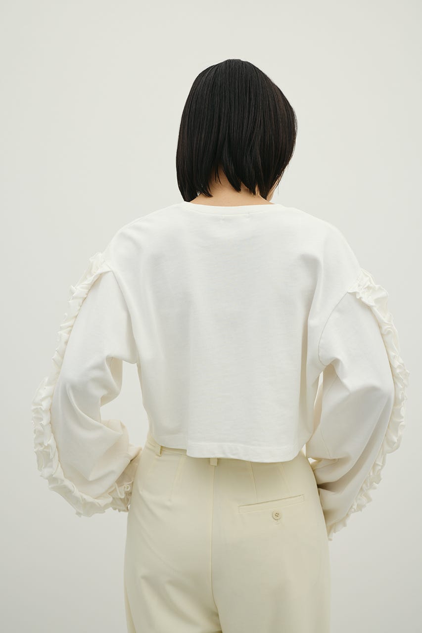 フリルスリーブカットトップ WHT FREE