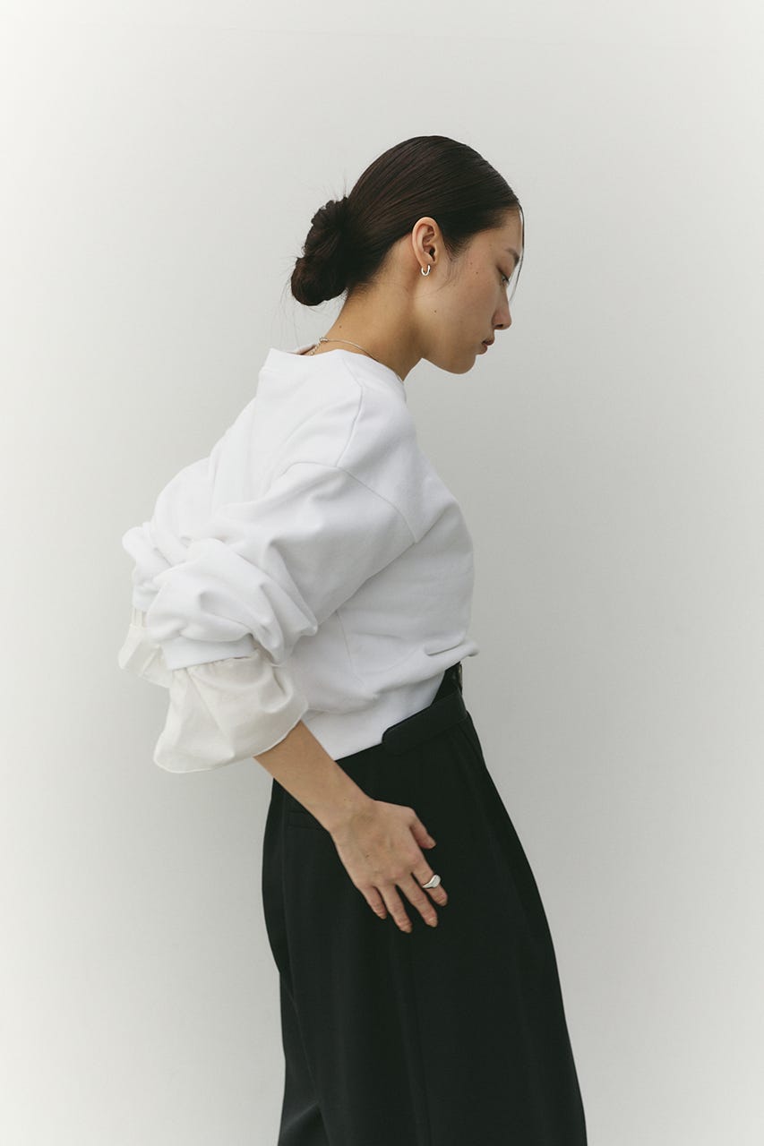 フリルカフスウェットトップ WHT FREE