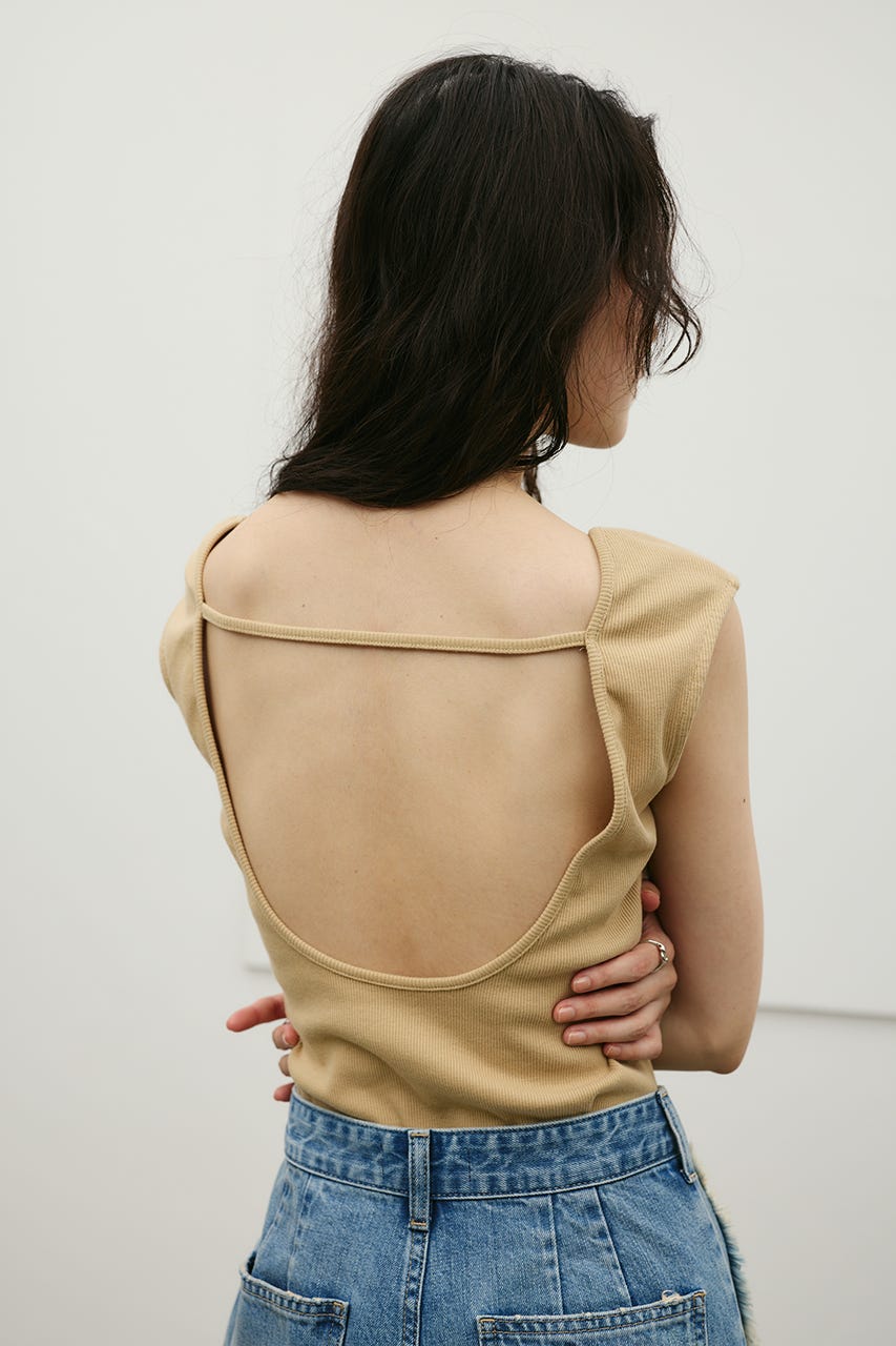 バックオープンボディスーツ BEG M