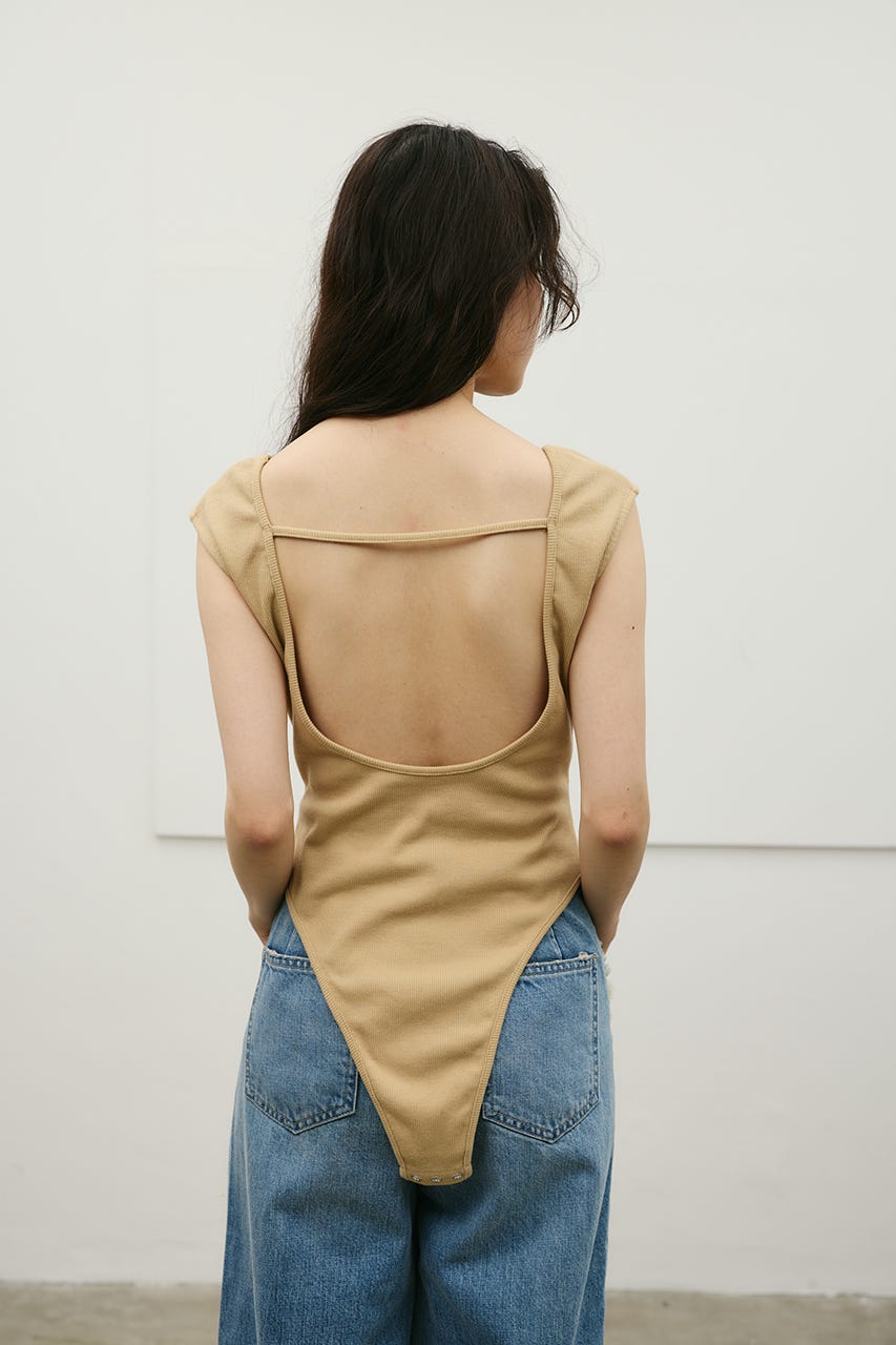 バックオープンボディスーツ BEG M