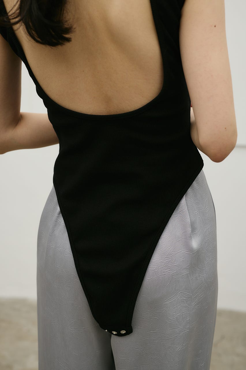 バックオープンボディスーツ BLK S