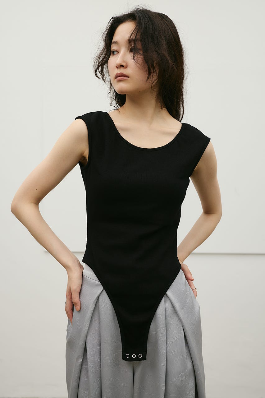 バックオープンボディスーツ BLK S