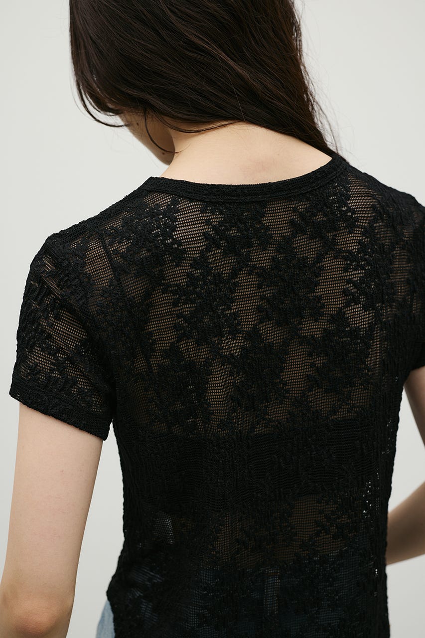 ジャガードレースカットトップ BLK FREE