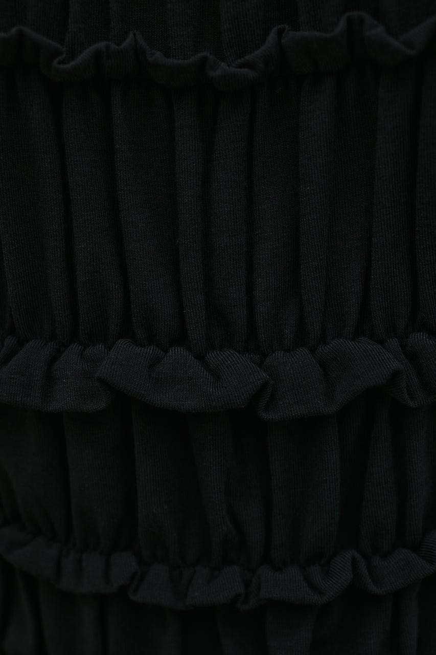 ティアードギャザータンクトップ BLK FREE