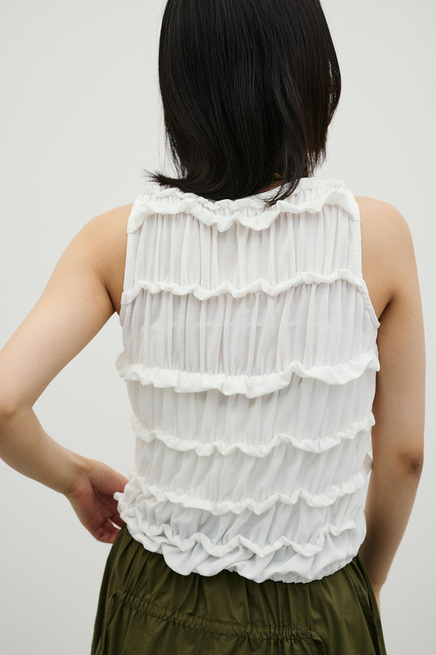 ティアードギャザータンクトップ WHT FREE
