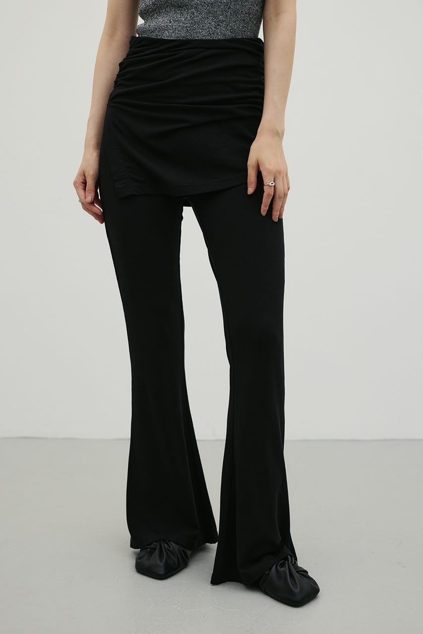 レイヤードカットフレアパンツ BLK M