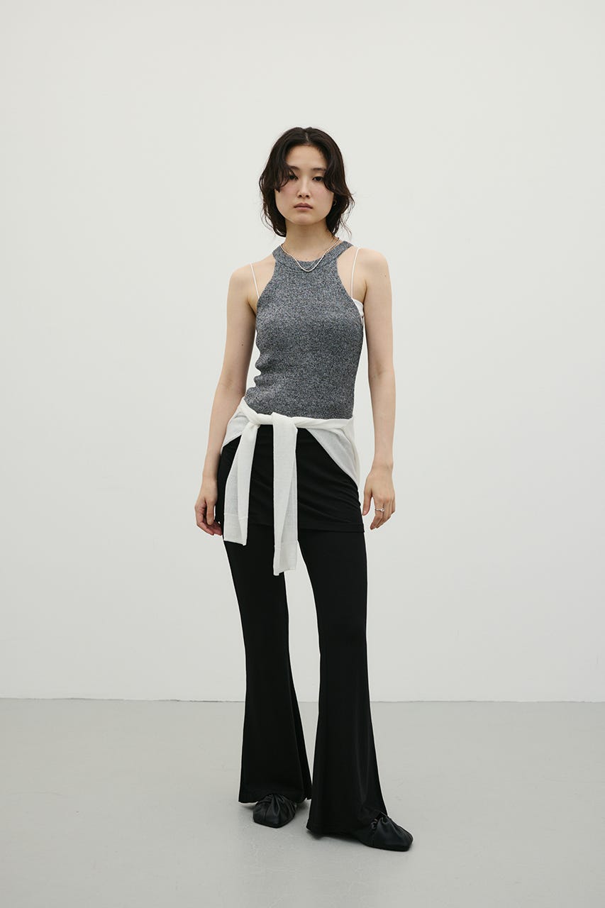 レイヤードカットフレアパンツ BLK M