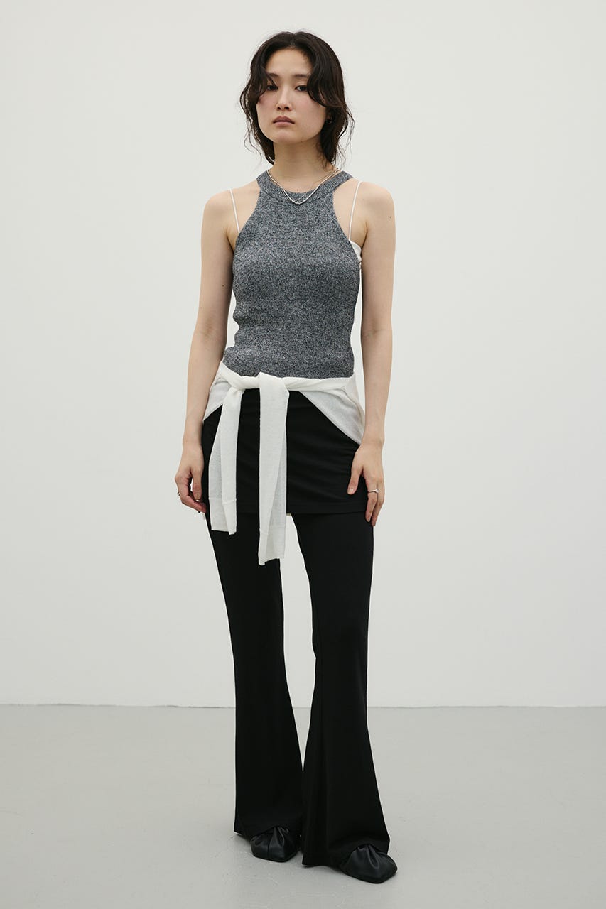 レイヤードカットフレアパンツ BLK M
