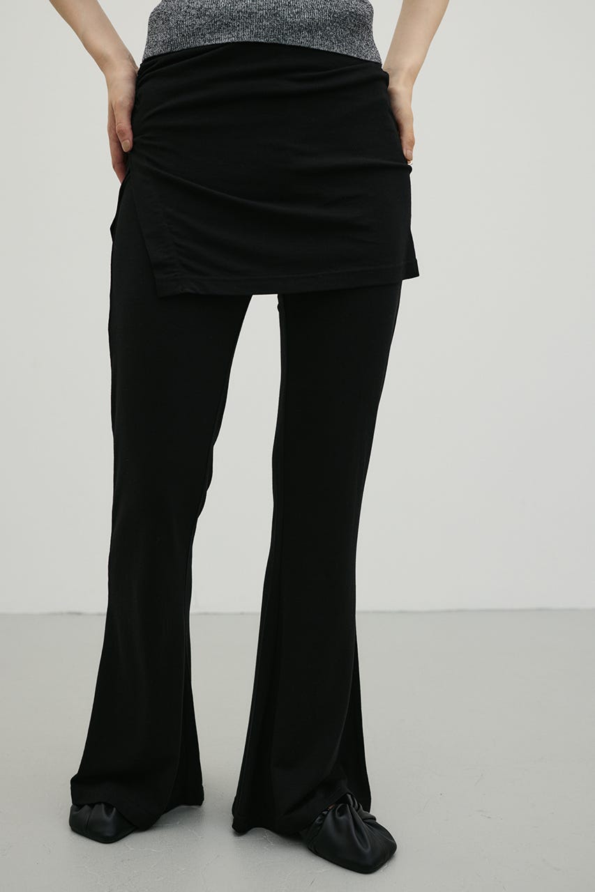 レイヤードカットフレアパンツ BLK M